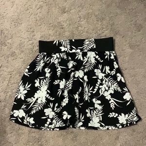 Floral Black & White Skirt